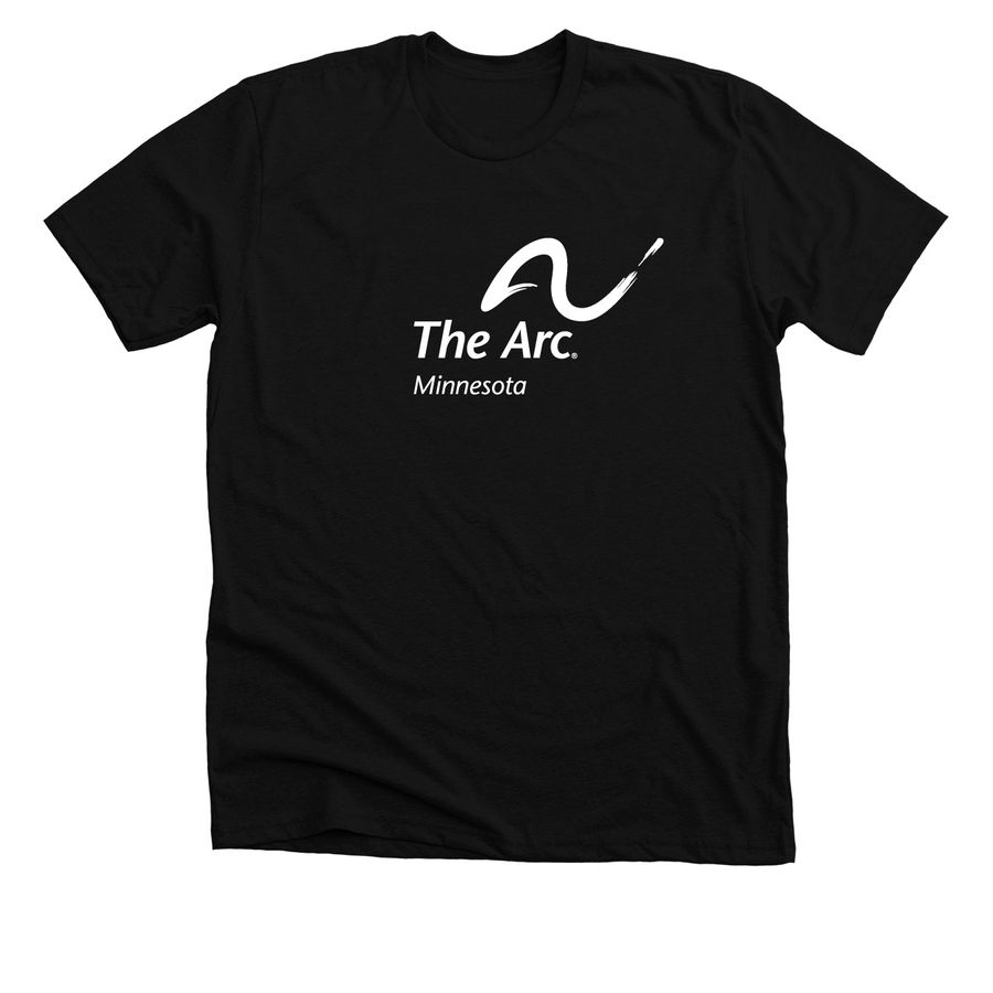 The Arc T-Shirt White Print, a Solid Black Blend Premium Unisex Tee