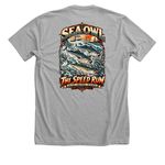 Sea Owl ? The Speed Run, a Athletic Heather Premium Unisex Tee (back-view)