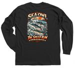 Sea Owl ? The Speed Run, a Black Classic Long Sleeve Tee (back-view)