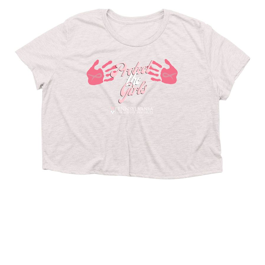 Protect the Girls, a Heather Dust Women?s Flowy Cropped Tee