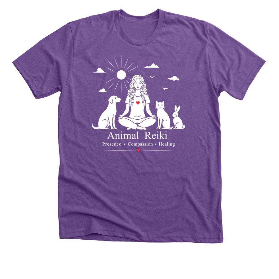 Animal Reiki 2026, a Heather Team Purple Premium Unisex Tee
