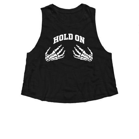 Hold On, a Solid Black Blend Women?s Cropped Racerback Tank
