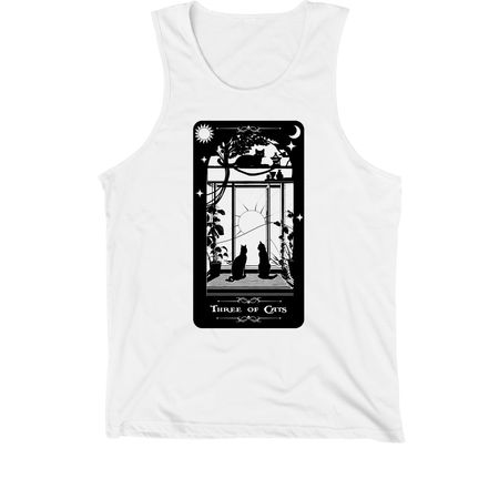 Minor Arcana: The Three of Cats, a White Premium Cotton Tank