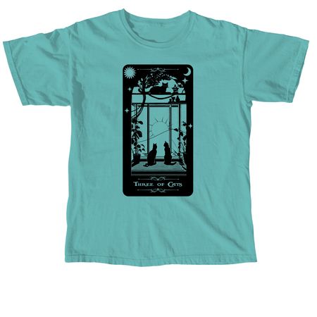 Minor Arcana: The Three of Cats, a Seafoam Comfort Colors Unisex Tee