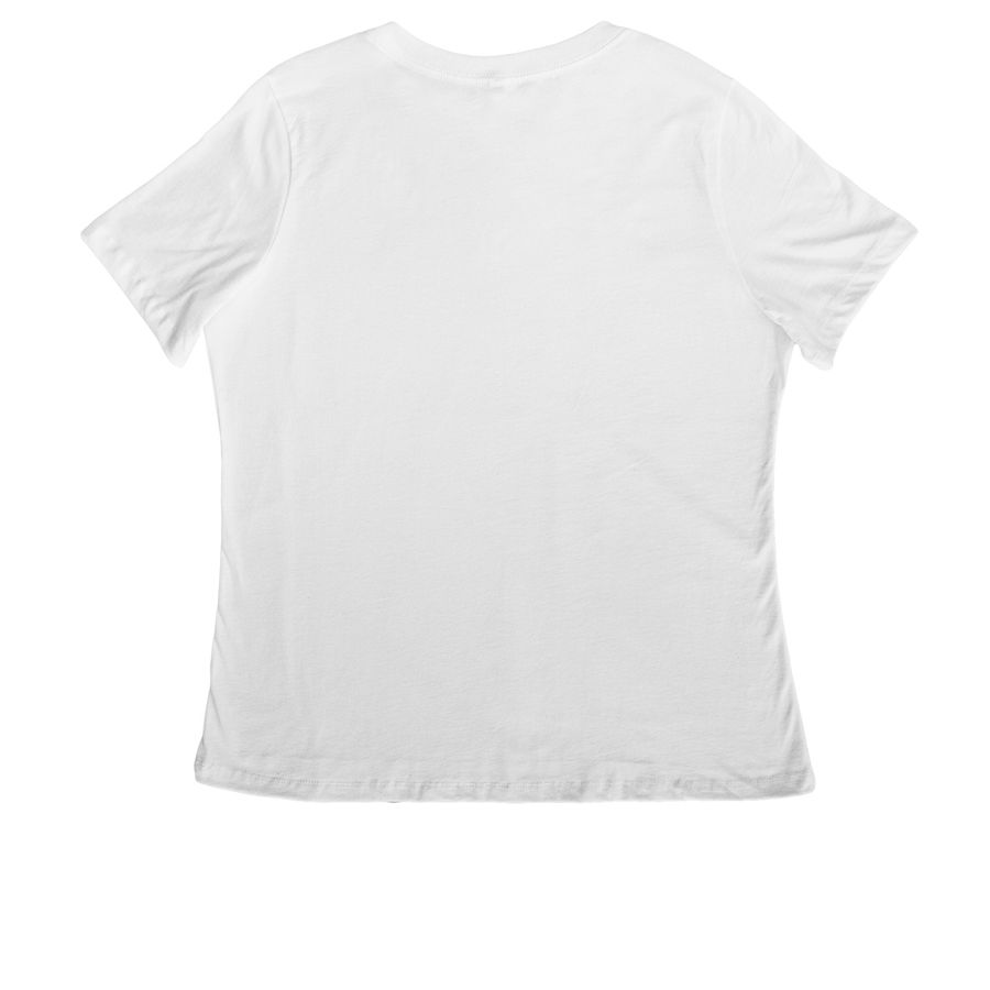 MIXTAPE, a White Women's Relaxed V-Neck Tee (back-view)
