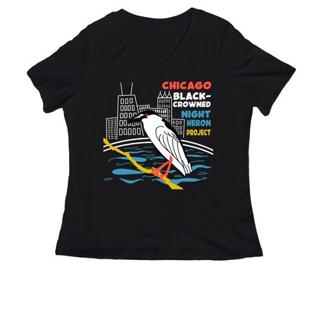 Original Logo Shirts, a Black Women's Relaxed V-Neck Tee