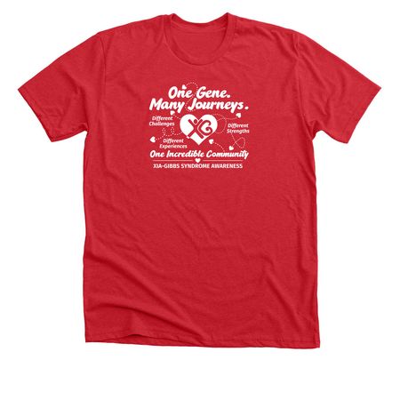 XGS Many Journeys Shirt, a Heather Red Premium Unisex Tee