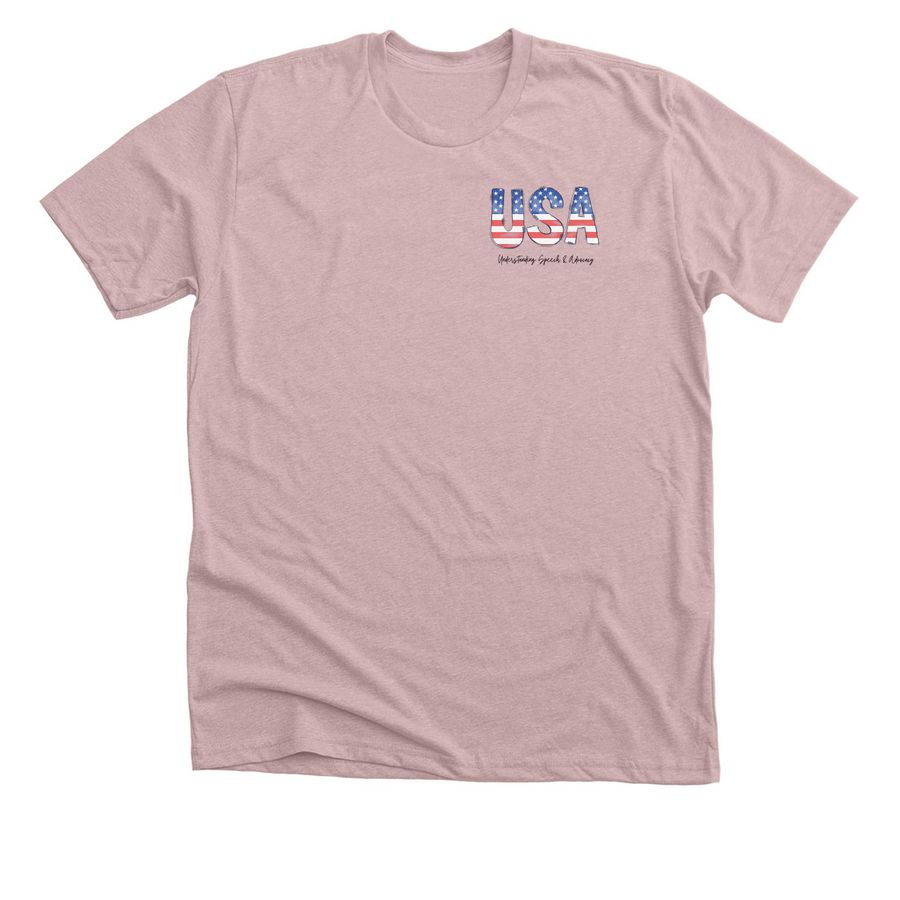 United by Speech & Advocacy, a Heather Pink Gravel Premium Unisex Tee