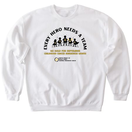 Every Hero Needs a Team&nbsp;, a White Softstyle Crewneck Sweatshirt