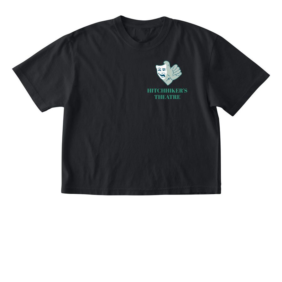 Hitchhiker's Theatre Shirts and Sweaters, a Black Comfort Colors Boxy Tee