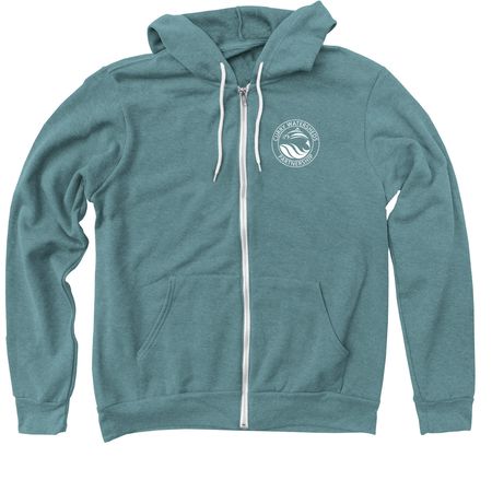 CWP Logo Zip-Up Hoodies, a Heather Deep Teal Zip Up Hoodie
