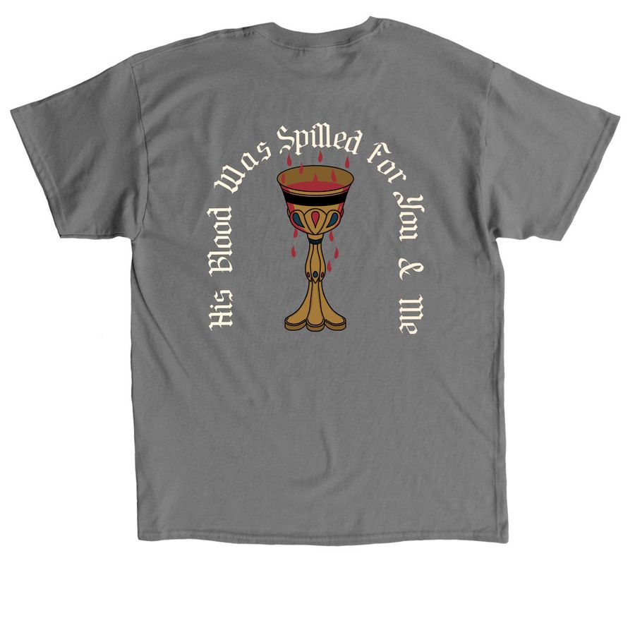 Behold Blood Bought, a Charcoal Classic Unisex Tee (back-view)