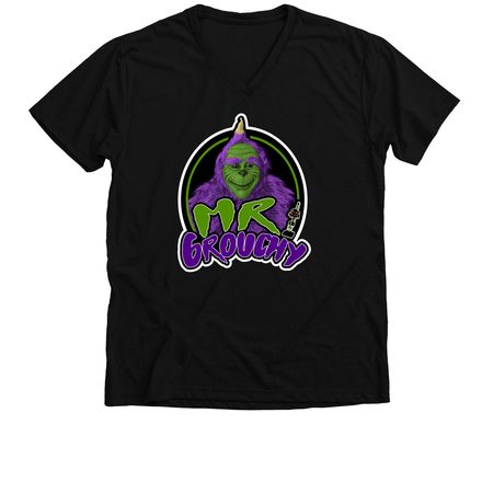 Mr. Grouchy, a Solid Black Blend Premium V-Neck Tee