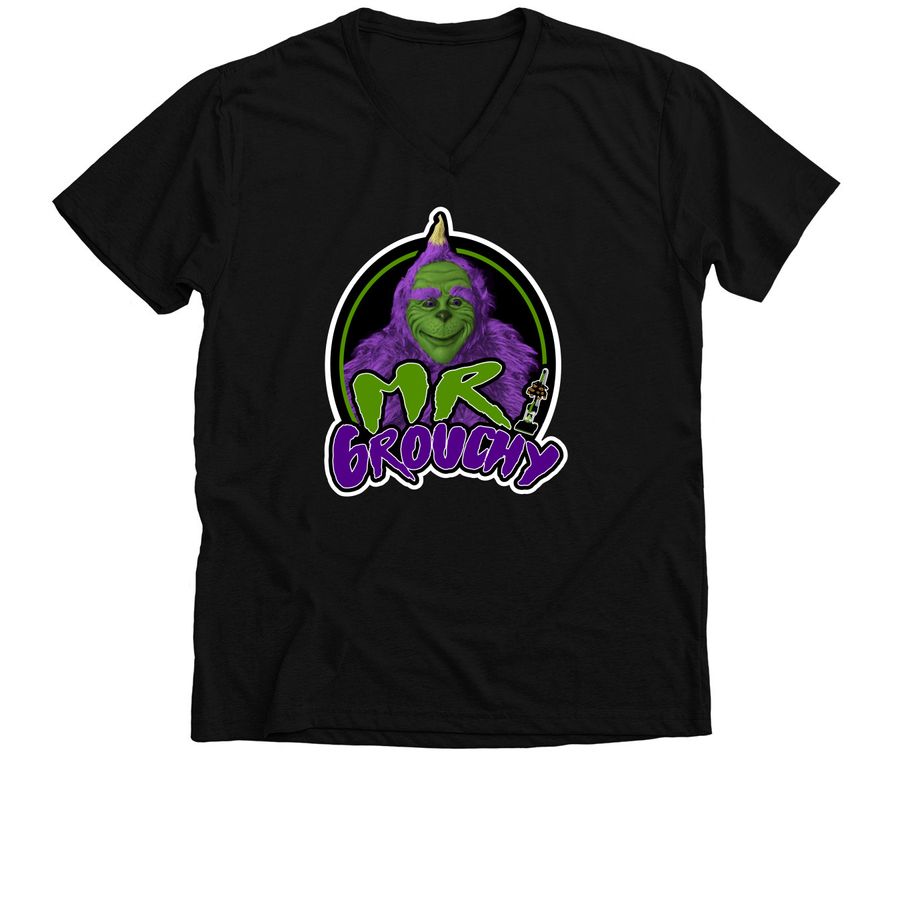 Mr. Grouchy, a Solid Black Blend Premium V-Neck Tee