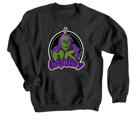 Mr. Grouchy, a Black Crewneck Sweatshirt