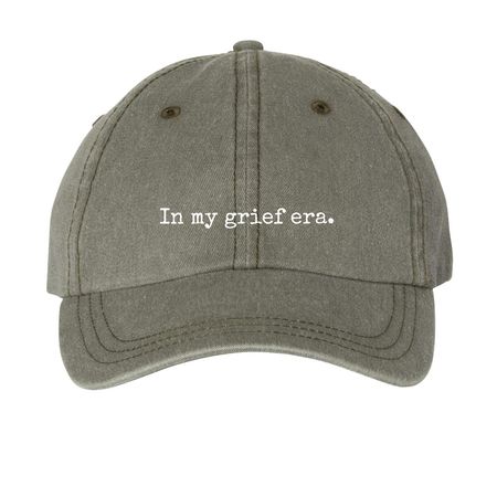 Grief Era Hat, a Olive Printed Pigment Dye Baseball Cap