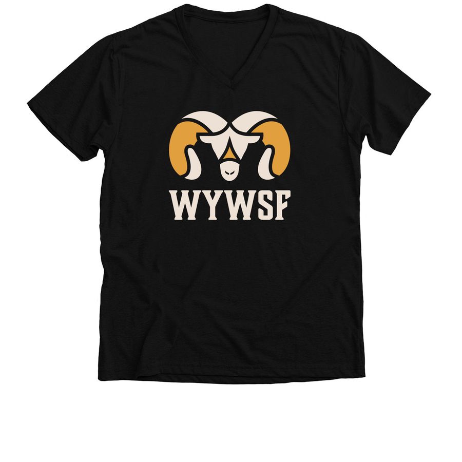 WY WSF Women's Light Logo Shirts, a Solid Black Blend Premium V-Neck Tee