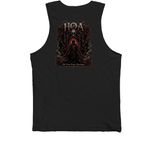 Whimsical's male got, a Black Premium Cotton Tank (back-view)