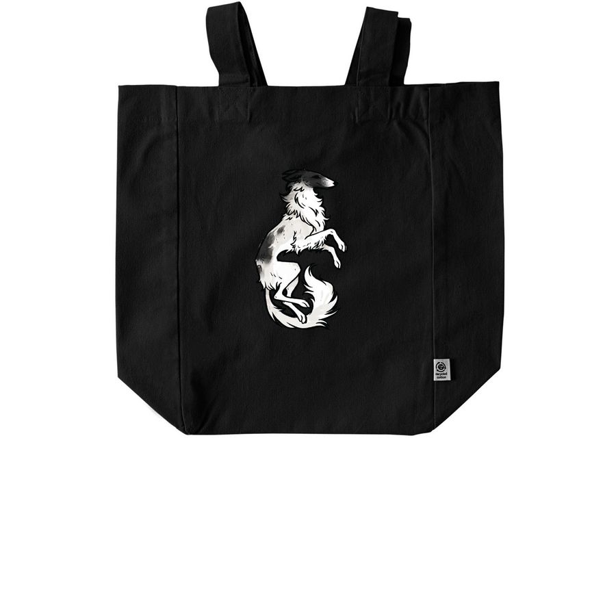 Simple Silken Tote: Black and White, a Black Recycled Cotton Tote Bag