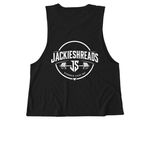 Stronger everyday&nbsp;, a Deep Black Allmade Eco Triblend Women?s Muscle Tank (back-view)