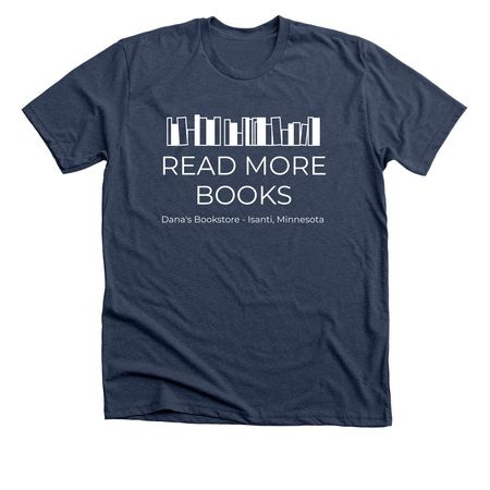 Read More Books, a Heather Navy Premium Unisex Tee