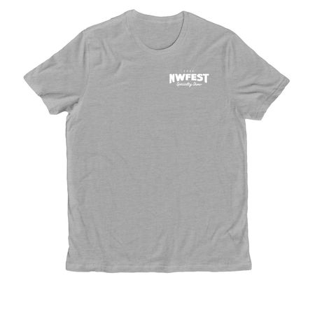 NWFest 2026 Apparel: 2-Sided Logo, a Granite Grey Heather Allmade Organic Cotton Unisex Tee