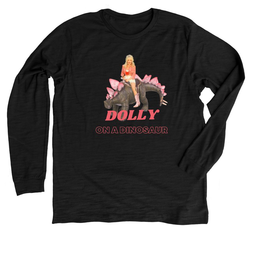 Dolly on a Dinosaur, a Solid Black Blend Premium Long Sleeve Tee