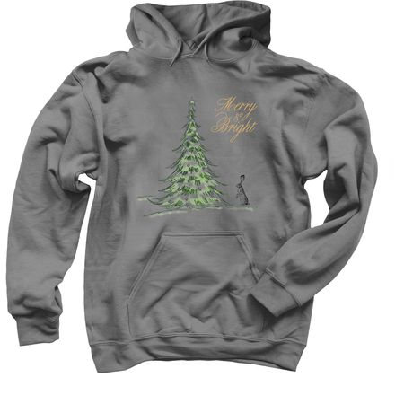 Merry & Bright&nbsp;, a Charcoal Pullover Hoodie