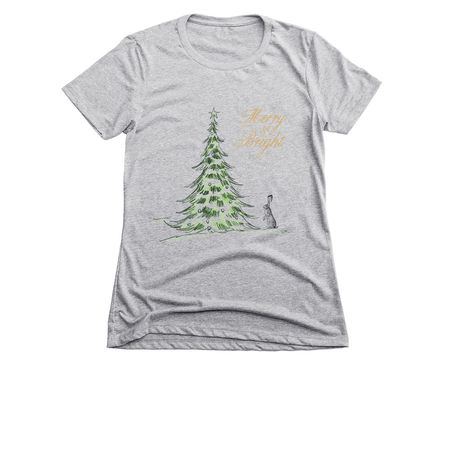 Merry & Bright&nbsp;, a Dark Heather Grey Women's Slim Fit Tee