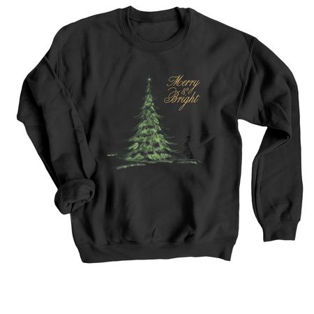 Merry & Bright&nbsp;, a Black Crewneck Sweatshirt