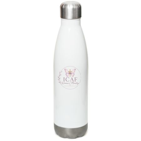 ICAF Women's Water Bottle, a White Stainless Steel Water Bottle