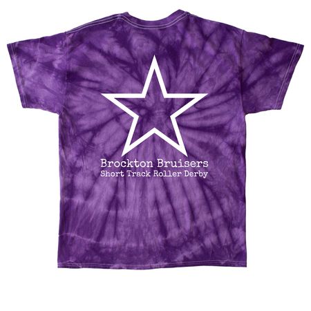 5 seconds- 2 sided print, a Purple Classic Tie Dye Tee (back-view)