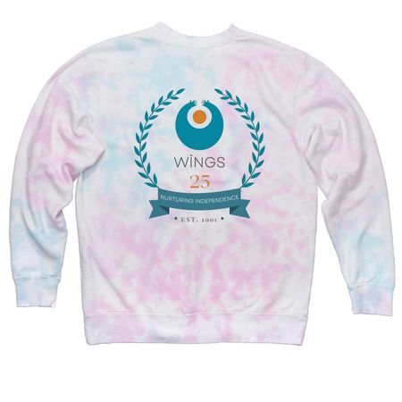 WINGS Field Trip Crewneck (No QR Code, a Cotton Candy Tie Dye Crewneck Sweatshirt (back-view)