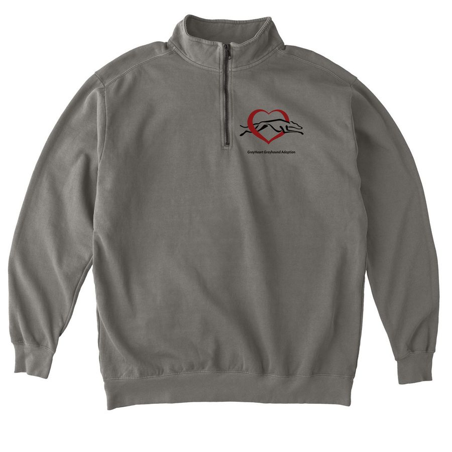 GreyHeart Greyhound Adoption, a Grey Comfort Colors Quarter Zip Pullover
