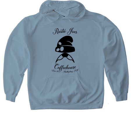 "Sip, Savor, Support ? Rustic Joe?s, a Stone Blue Gildan Softstyle Pullover Hoodie
