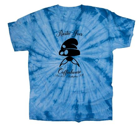 "Sip, Savor, Support ? Rustic Joe?s, a Baby Blue Classic Tie Dye Tee