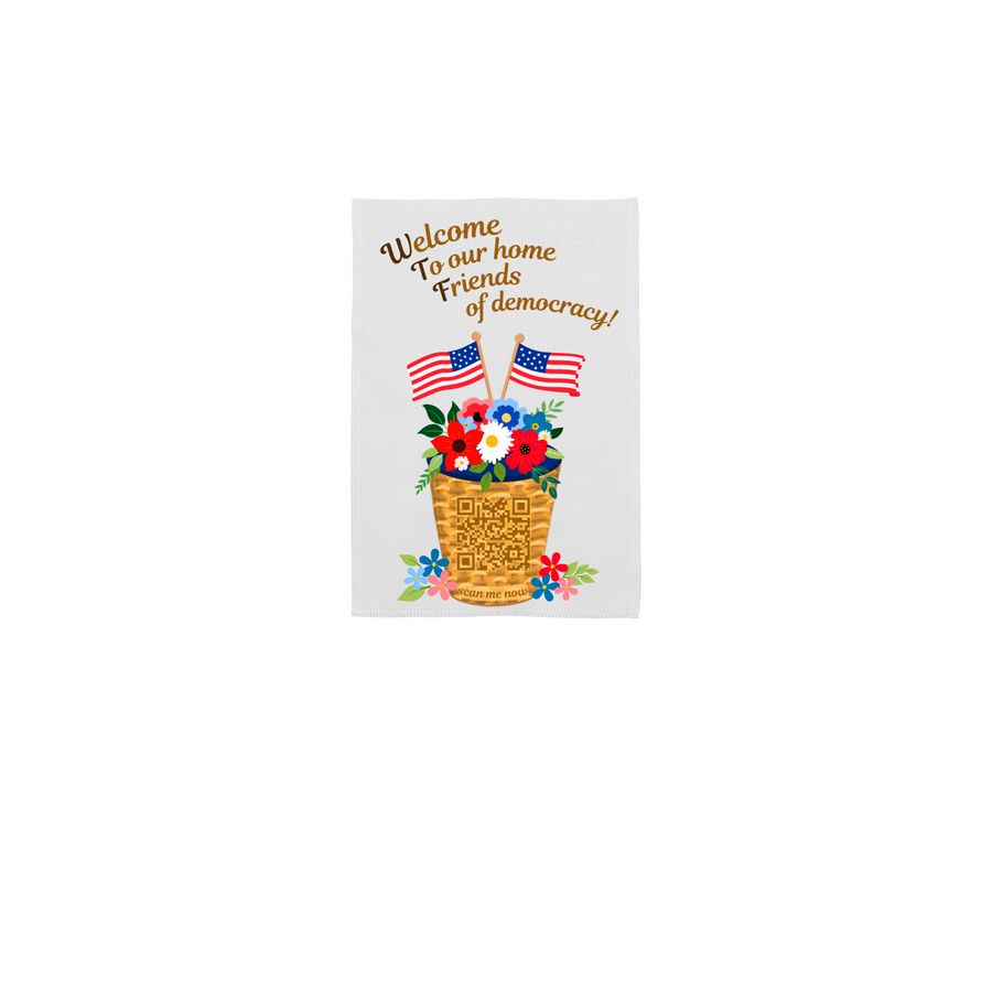 Patriotic Flowers yard flag&nbsp;, a White 12" x 18" Yard Flag