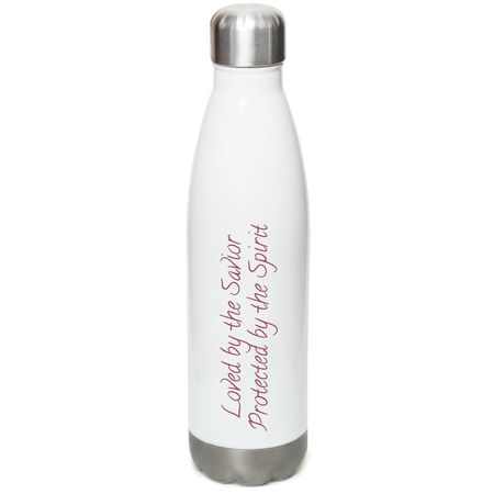 Loved and Protected, a White Stainless Steel Water Bottle