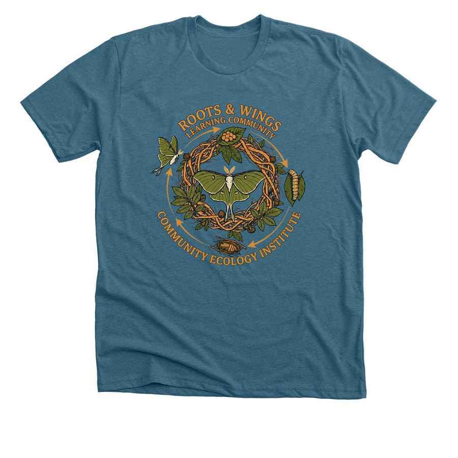 Luna Moth Hickory Tree-shirt: CEI R&W!, a Heather Deep Teal Premium Unisex Tee