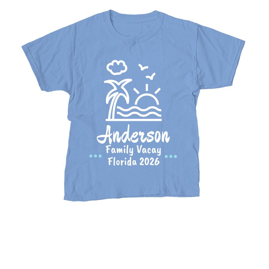 Anderson Family Vacay Kid Shirts, a Carolina Blue Youth Unisex Tee
