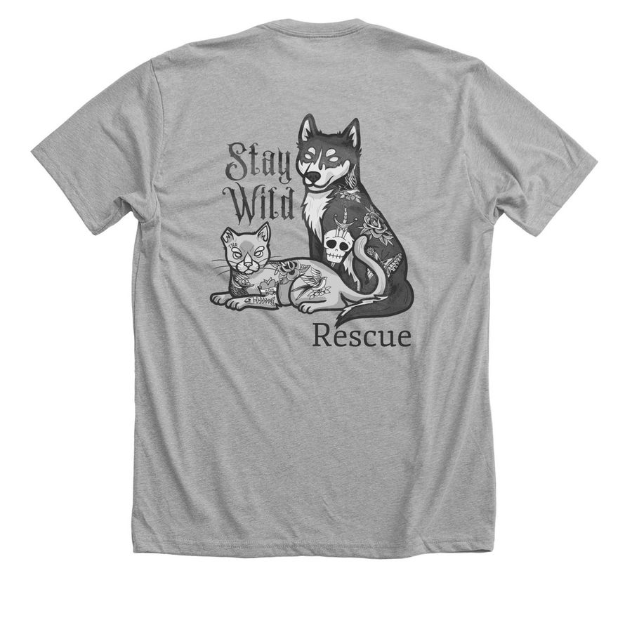 Be Kind. Stay Wild., a Athletic Heather Premium Unisex Tee (back-view)