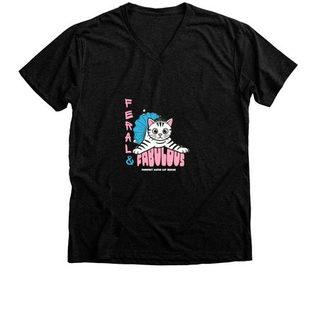 Feral & Fabulous, a Black Heather Premium V-Neck Tee
