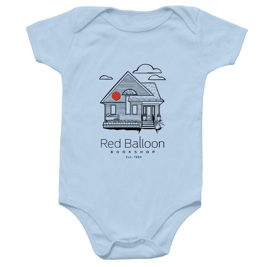 Red Balloon Onesie&nbsp; (Black Design), a Light Blue Infant Onesie