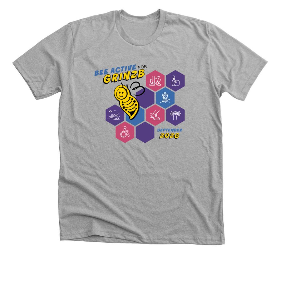 7th Annual Bee Active for GRIN2B, a Athletic Heather Premium Unisex Tee