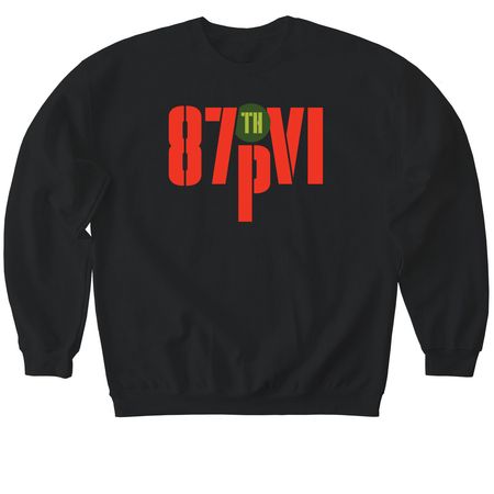 87th PVI -- now with kung-fu grip!, a Black Softstyle Crewneck Sweatshirt