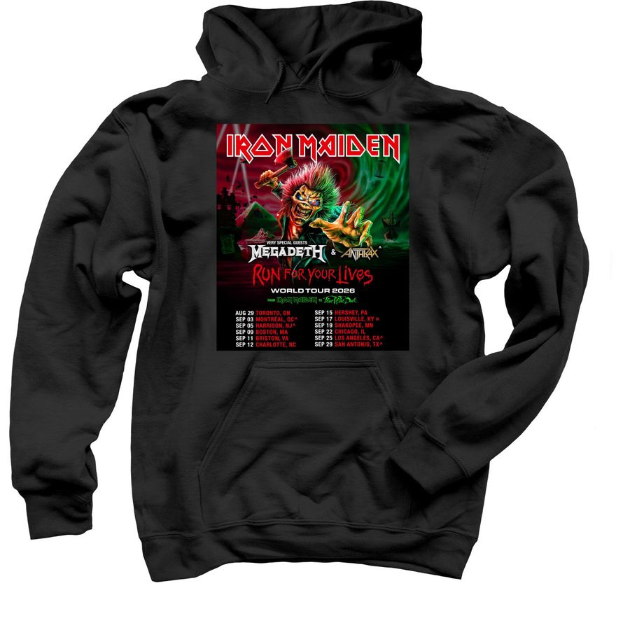 Iron Maiden?s 2026 North American Tour Merch, a Black Pullover Hoodie