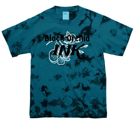 Branded Gear, a Black/ Teal Youth Crystal Tie Dye Tee