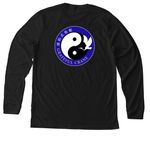 Grateful Crane Apparel, a Solid Black Blend Premium Long Sleeve Tee (back-view)