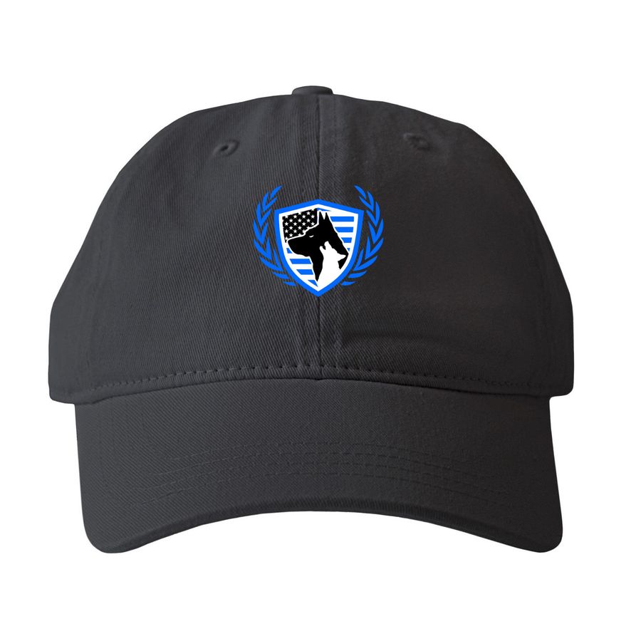 TRUCKER HAT WITH NMK EMBLEM, a Black Printed Pigment Dye Baseball Cap