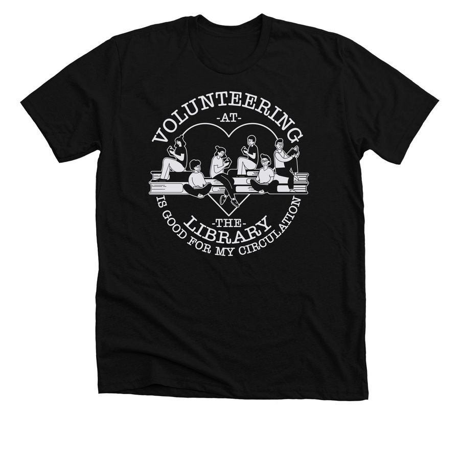 Volunteering at the library, a Solid Black Blend Premium Unisex Tee